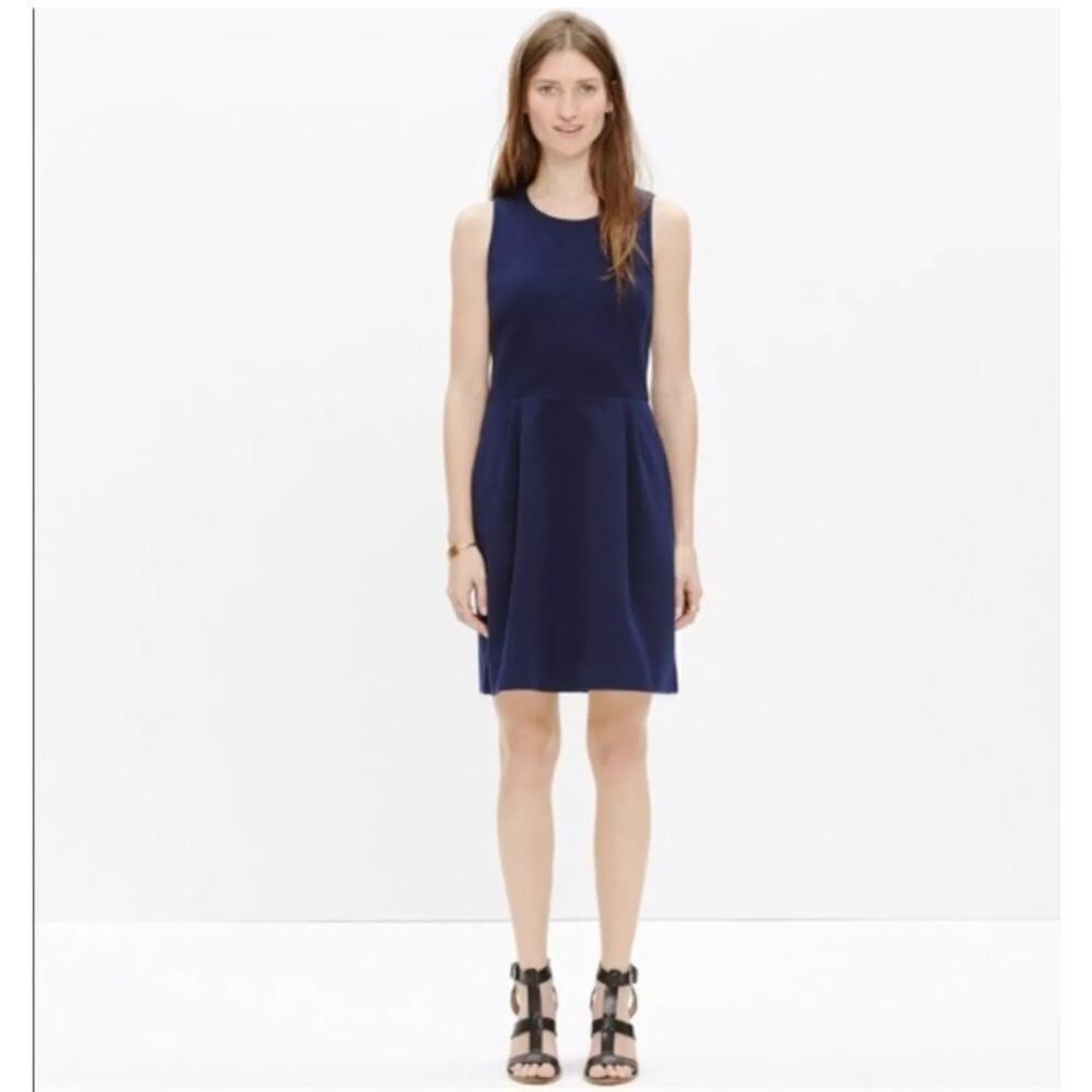 Madewell Navy Blue Verse Ponte Fit & Flare Pocket Sleeveless Mini Dress